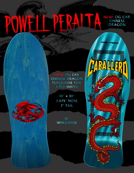 Steve Caballero - Chinese Dragon - 10" x 30" - Turquoise Foil